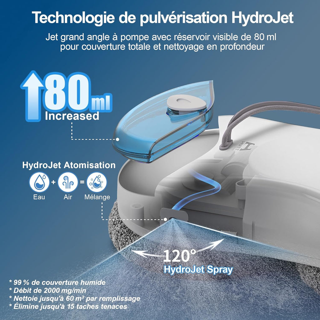 Robot nettoyeur de vitres S55 Pro 6500 Pa réservoir 80 ml navigation SLAM 4 pulvérisation HydroJet sécurité multicouche