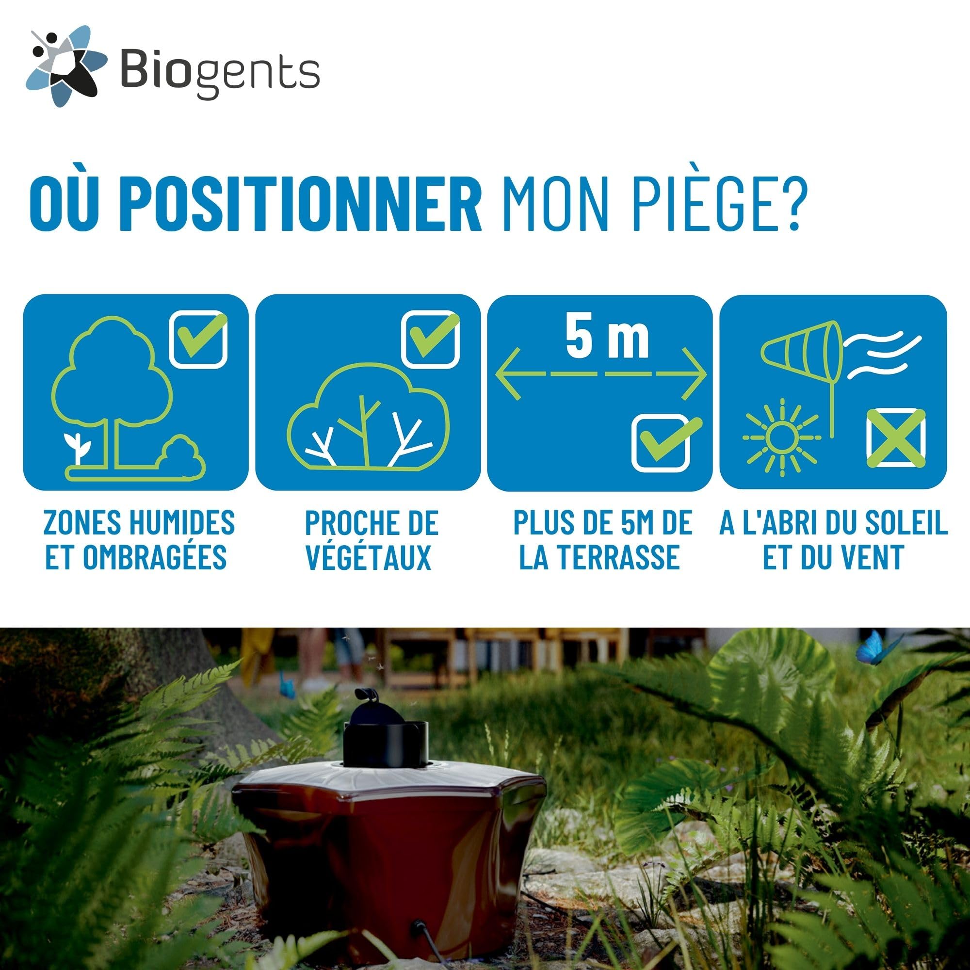 Piège extérieur anti moustiques tigres BG-Mosquitaire 13101 avec recharge attractif 6 mois et alimentation secteur