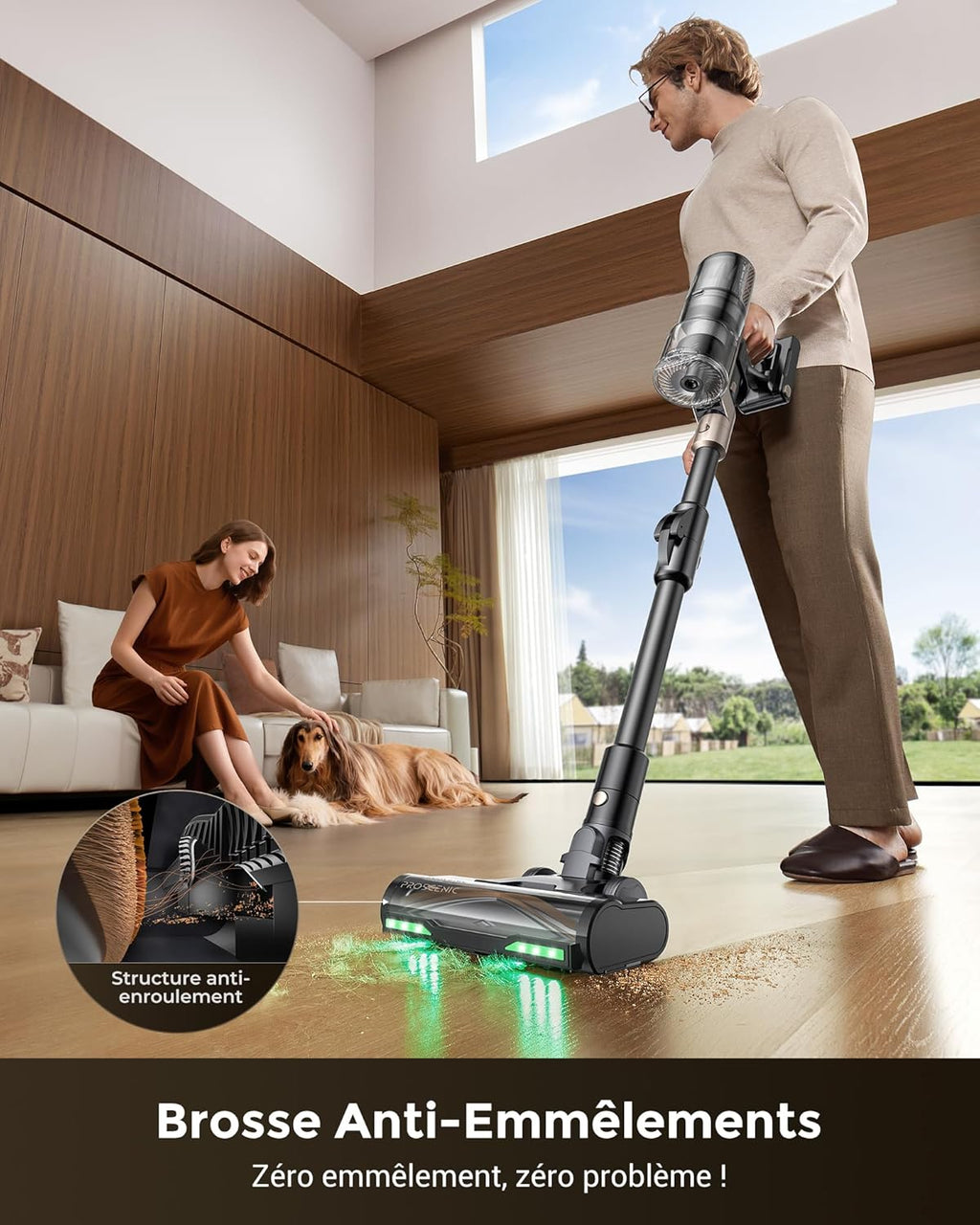 Aspirateur balai sans fil P20 680 W 70 KPa autonomie 70 min aspirateur laveur pliable HEPA brosse anti-enmêlement