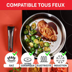 Batterie de cuisine Ingenio Emotion 20 pièces induction antiadhésive empilable 2 poignées amovibles inox L897SK04