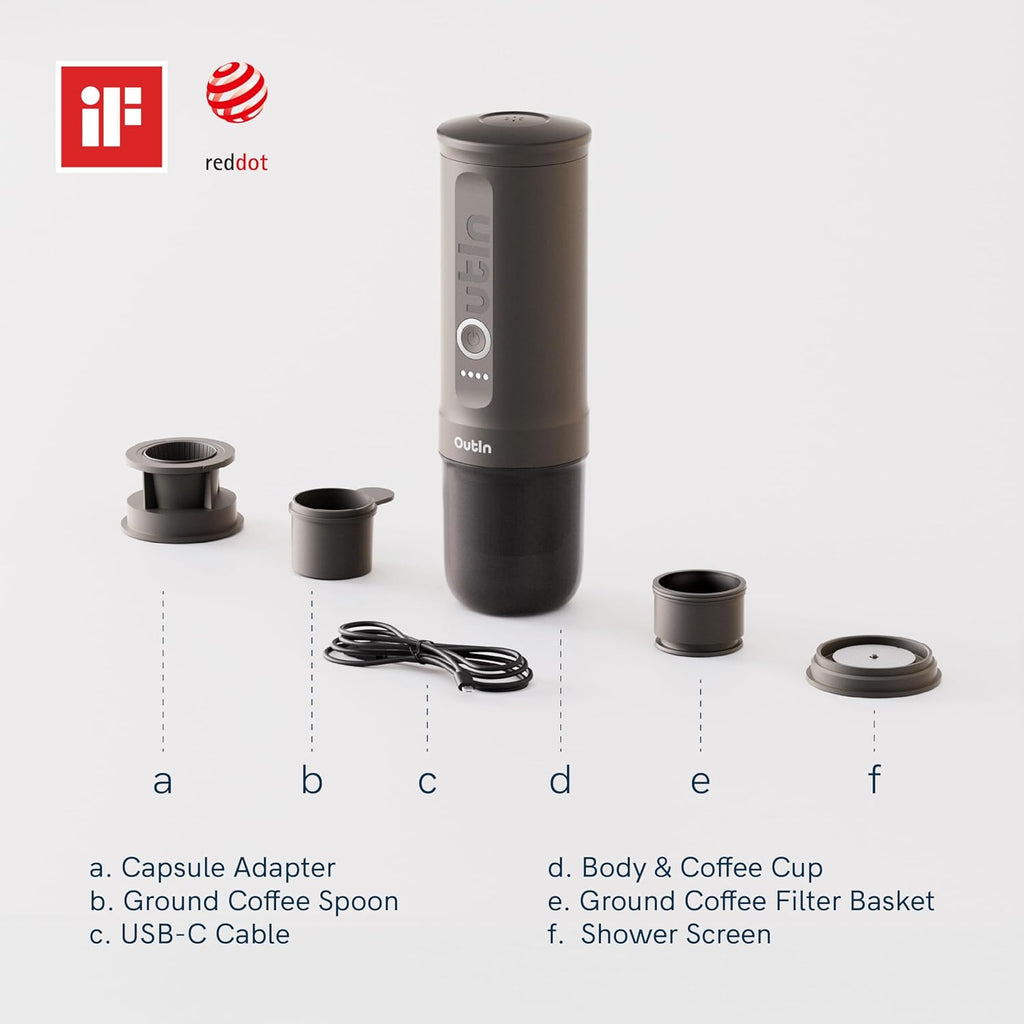 Machine expresso portable Nano auto-chauffante 20 bars USB-C 80 ml compatible café moulu capsules NS voyage camping