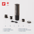Machine expresso portable Nano auto-chauffante 20 bars USB-C 80 ml compatible café moulu capsules NS voyage camping