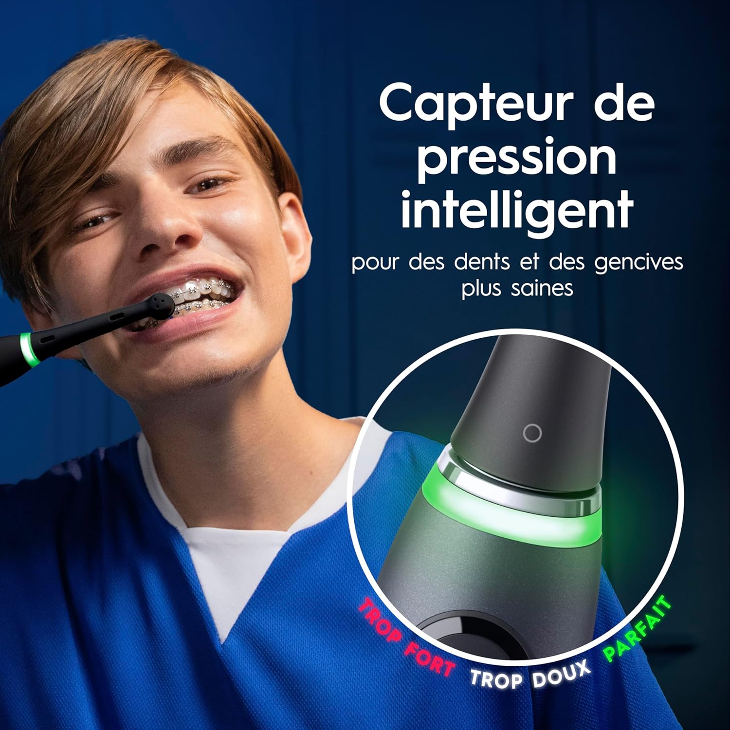 Brosse à dents électrique iO 9 7 modes capteur de pression écran couleur charge rapide avec étui