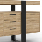 Buffet 180 cm Phoenix XXL en bois noir avec 4 portes 3 tiroirs et étagères de rangement