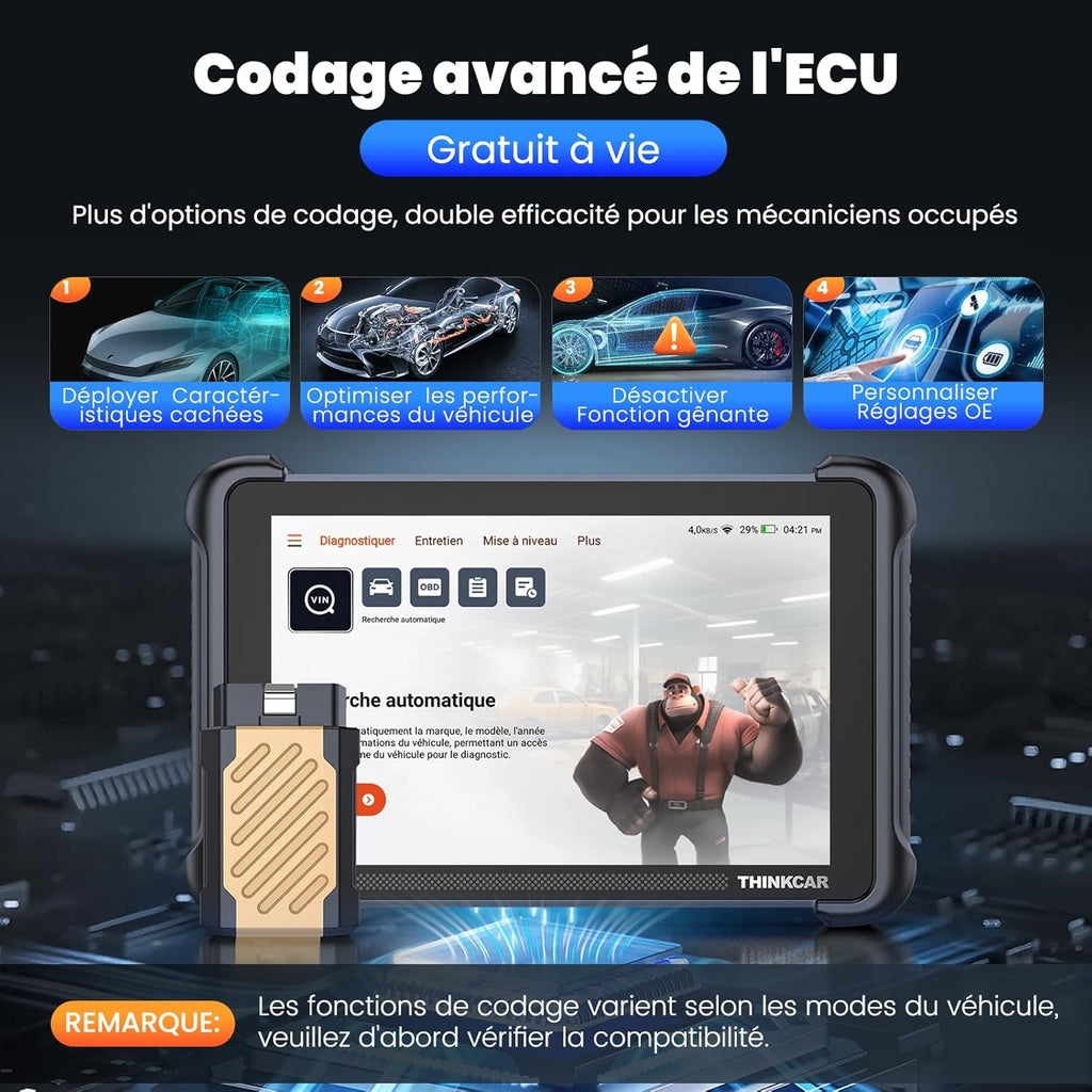 Valise diagnostic auto TK689BT bidirectionnelle écran 8 pouces Android 10 34 réinitialisations CAN FD DoIP Bluetooth