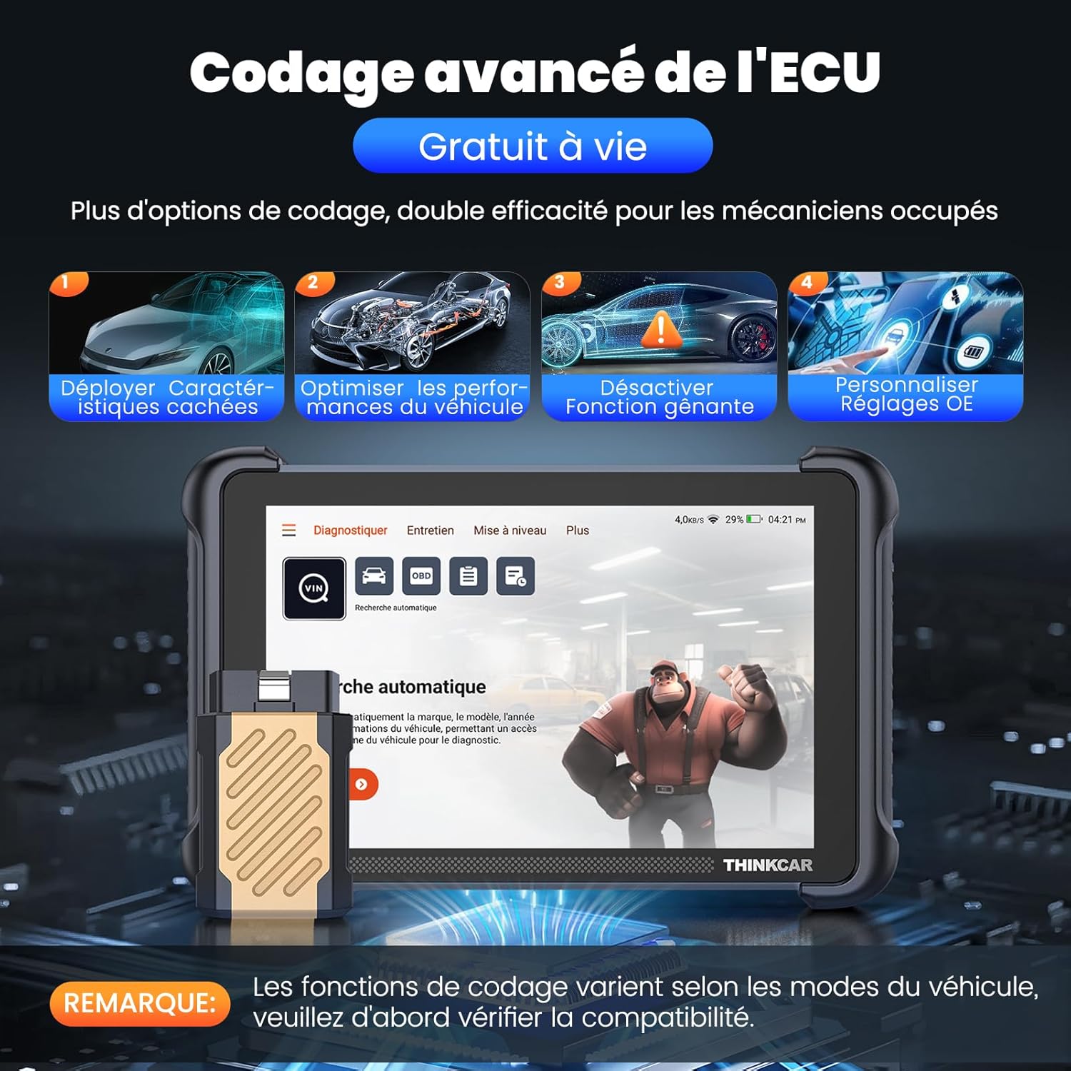 Valise diagnostic auto TK689BT bidirectionnelle écran 8 pouces Android 10 34 réinitialisations CAN FD DoIP Bluetooth