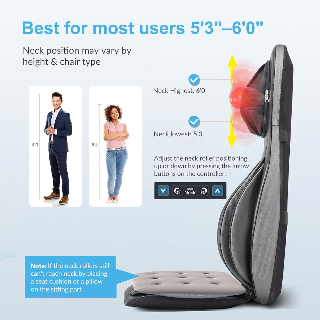 Siège massant Shiatsu dos cou pétrissage 2D 3D chaleur compresse réglable massage complet corps