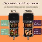 Friteuse sans huile Turbo Tower Pro 10,8 L Double Stack 2630 W 7 fonctions céramique température 30 à 230 °C noir