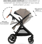 Poussette 3 en 1 ESME travel system siège auto MINK PRO i-Size 40 à 75 cm pliable tout-terrain harnais 5 points beige