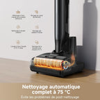Aspirateur laveur eau et poussière M10 18 kPa portée à plat 180° lavage brosse 75 °C séchage air chaud 5 min