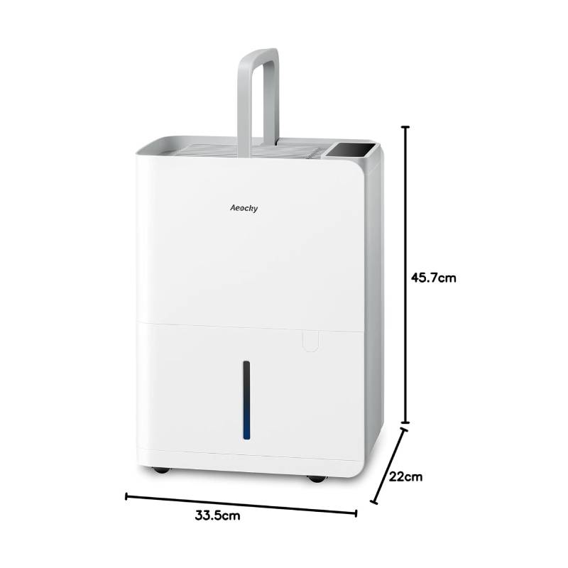 Déshumidificateur Max 25 L/jour BOREAS-001 pour 50 m² réservoir 2,7 L drainage continu silencieux 40 dB blanc