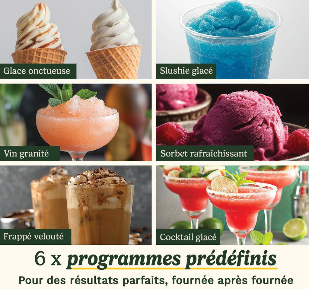 Machine à glace Frost Fusion 6 en 1 1,6 L avec compresseur intégré 6 programmes maintien au froid blanc