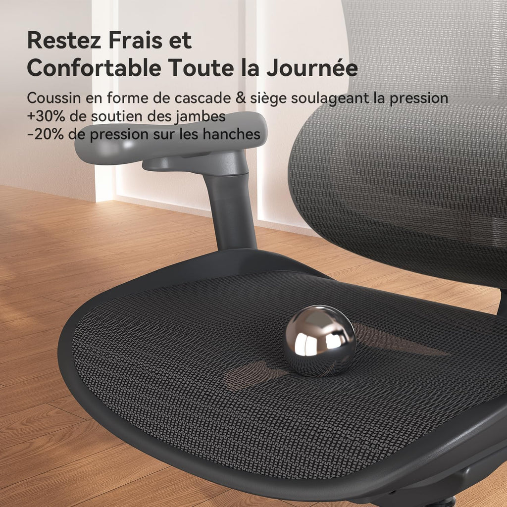 Chaise de bureau ergonomique Doro C300 V2 soutien lombaire dynamique accoudoirs 3D dossier réglable charge 150 kg noir