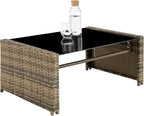 Salon de jardin résine 4 places canapé 2 fauteuils table plateau verre coussins inclus 122 x 70 x 76 cm marron gris
