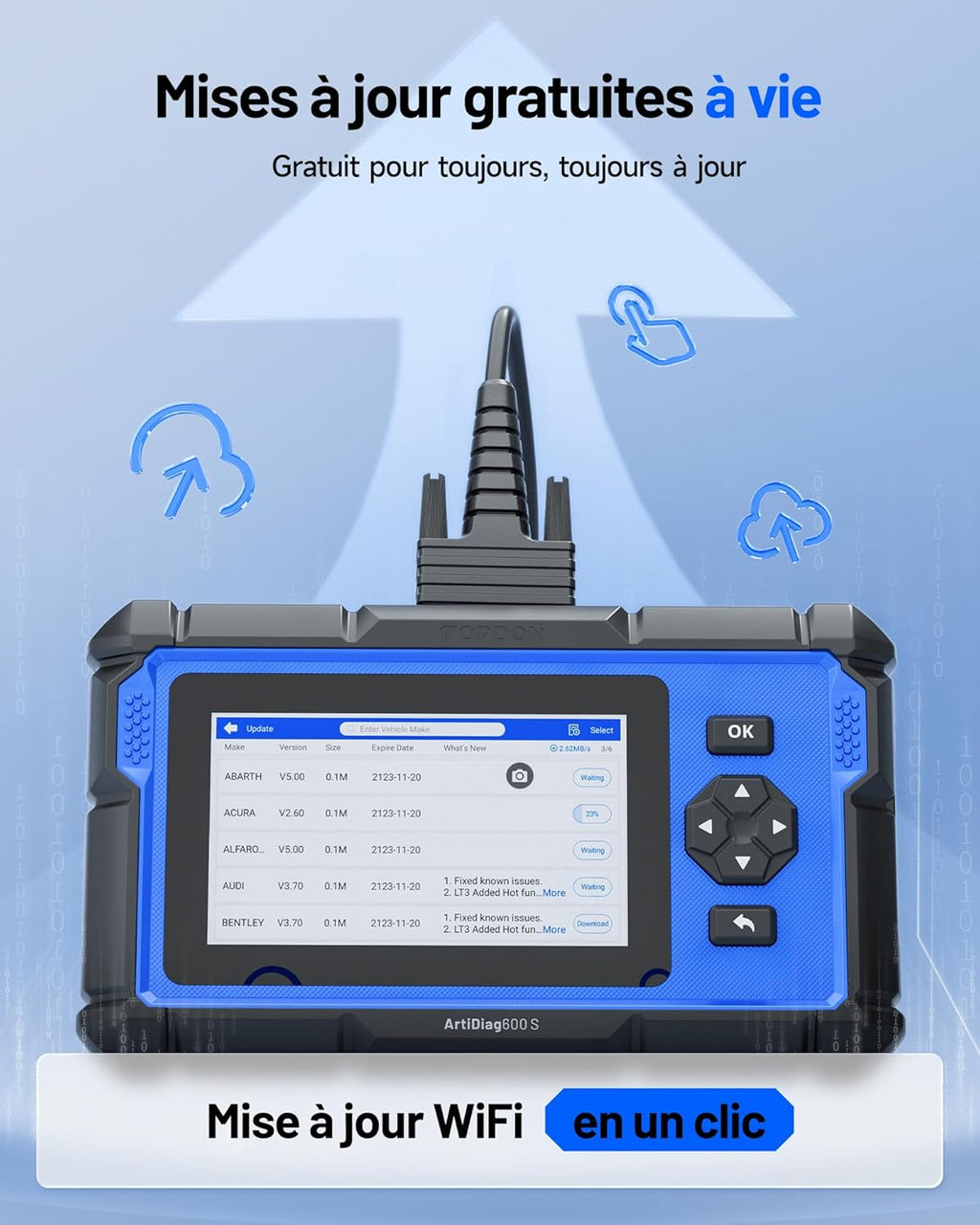 Valise diagnostic auto ArtiDiag600S OBD2 4 systèmes 9 réinitialisations fonctions complètes
