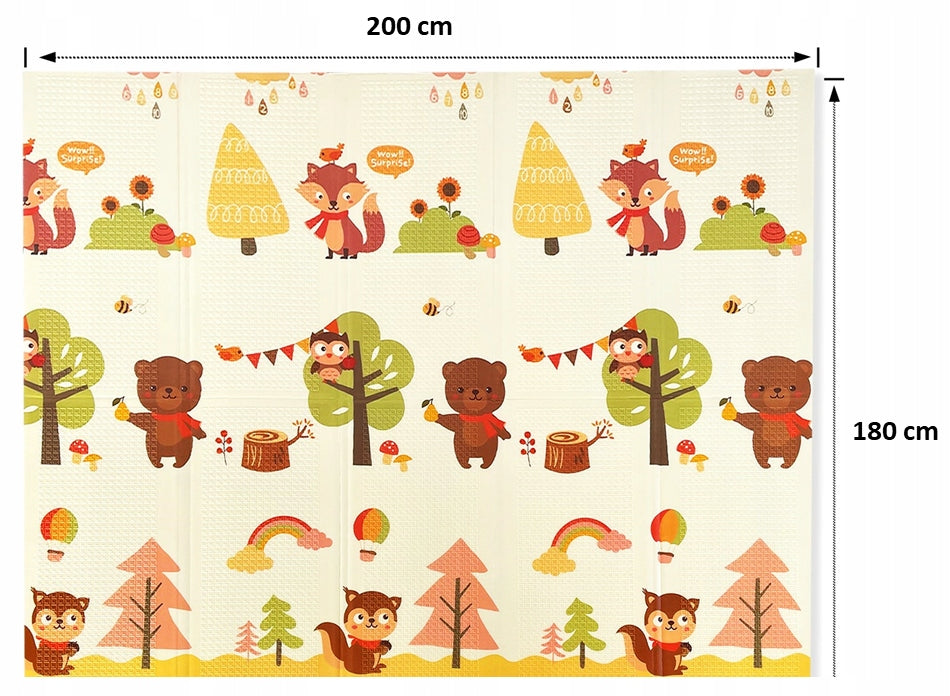 Dwustronna mata edukacyjna piankowa XPE 200x180 cm dla dzieci ze składaną konstrukcją