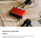 Interface audio USB Scarlett 2i2 4th Gen 2 canaux 192 kHz Auto Gain Clip Safe mode Air logiciels inclus
