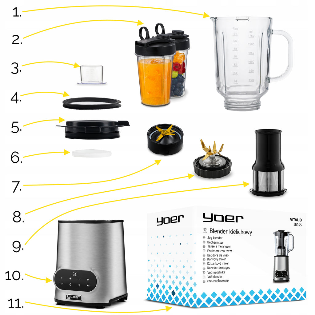 Wydajny blender kielichowy automatyczny 2,4L 2200W Tritan Inox ze sitkiem i dwoma bidonami