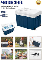 Glacière électrique portable MQ40W 39 L 12 V et 230 V thermoélectrique avec roues refroidissement 18 °C bleu