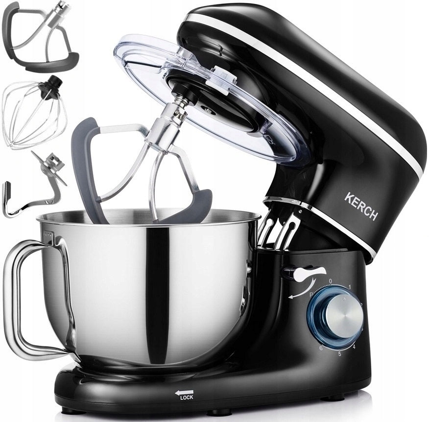 Robot planetarny MyCHEF 4000 W 6,2 l z misą ze stali nierdzewnej 6 prędkościami funkcją PULSE i końcówkami do mieszania ubijania wyrabiania
