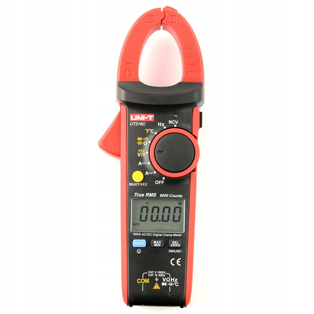 Clamp Meter UT216C Digital Multimeter LCD 6000 Counts AC DC Voltage Current Resistance Temperature Measurement