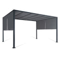 Pergola coulissante 3x4 m double pans structure acier époxy toile polyester grise 160 g/m² belvédère jardin