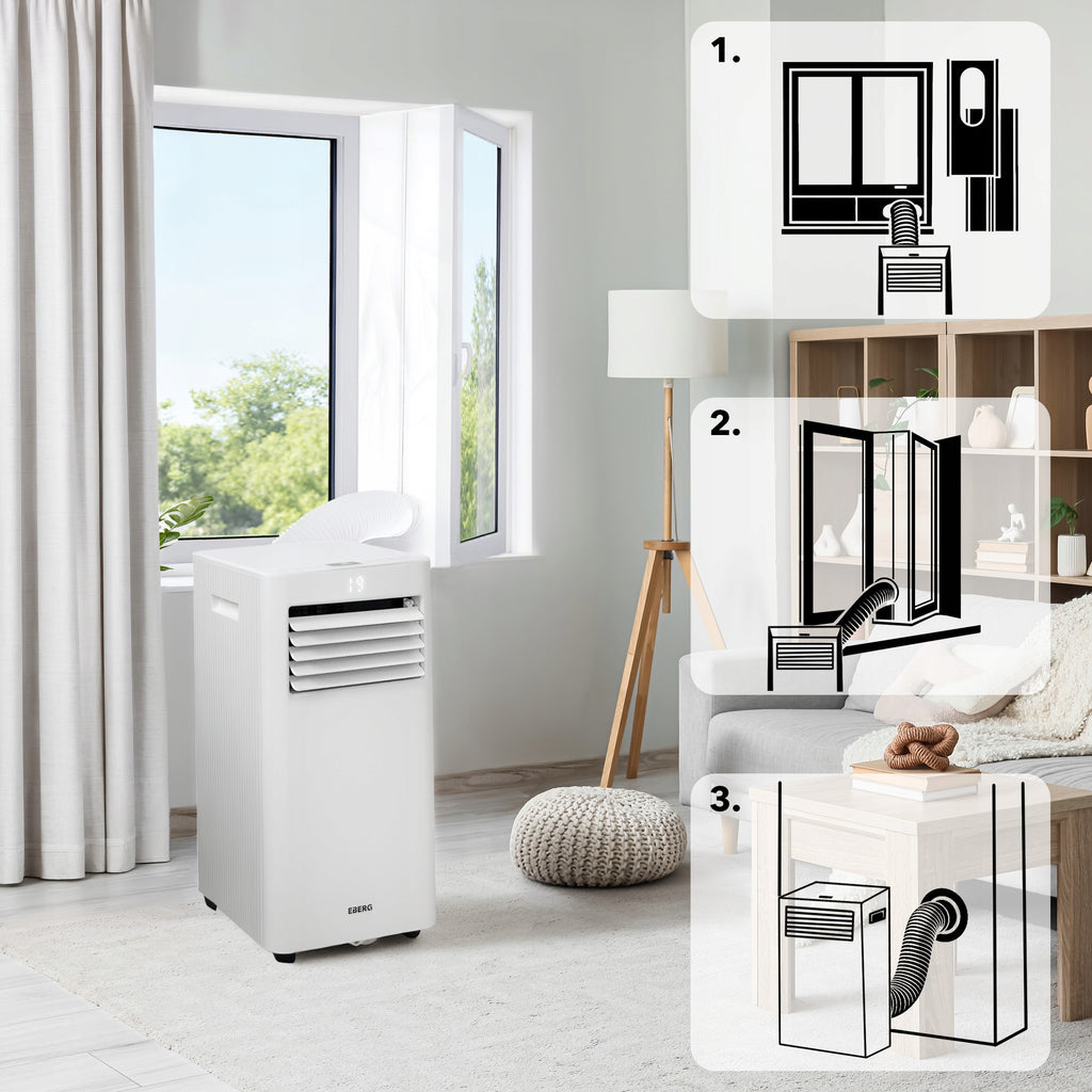 Przenośny klimatyzator z funkcją chłodzenia osuszania i wentylacji RIO R29E1 3kW 10000 BTU WiFi 24l/24h