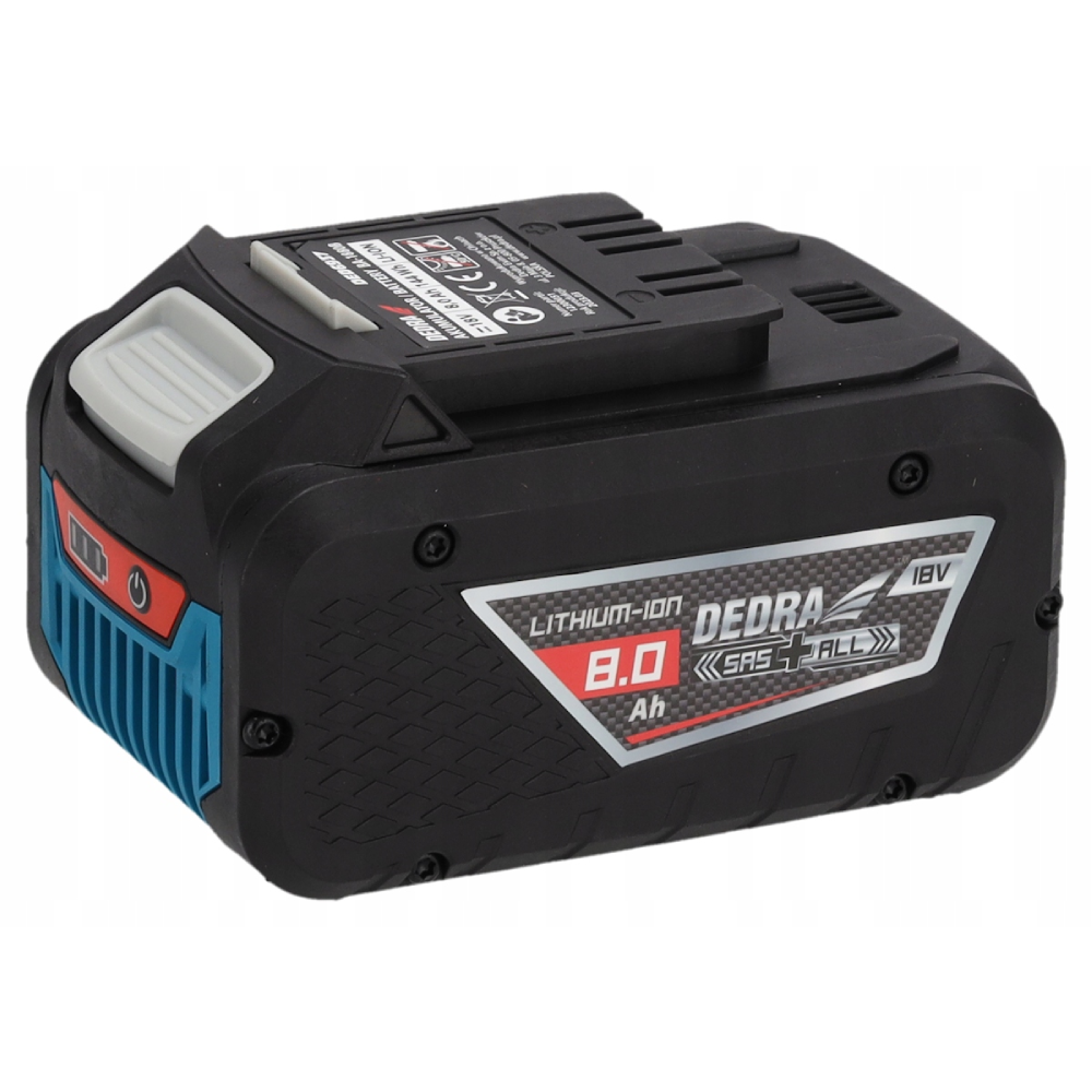Akumulator Li-Ion DED6937 SAS+ALL 18 V 8 Ah do elektronarzędzi z 3-stopniowym wskaźnikiem LED ogniwa 21700