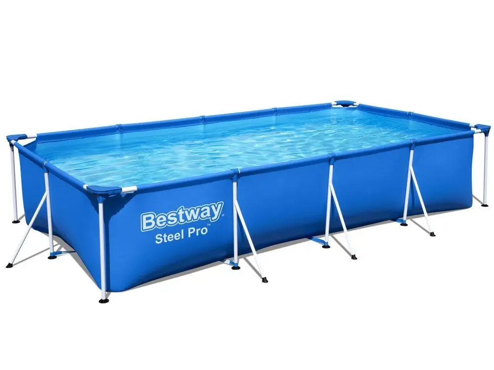Basen stelażowy prostokątny ogrodowy dla rodziny 400 x 211 x 81 cm łatwy montaż solidna konstrukcja