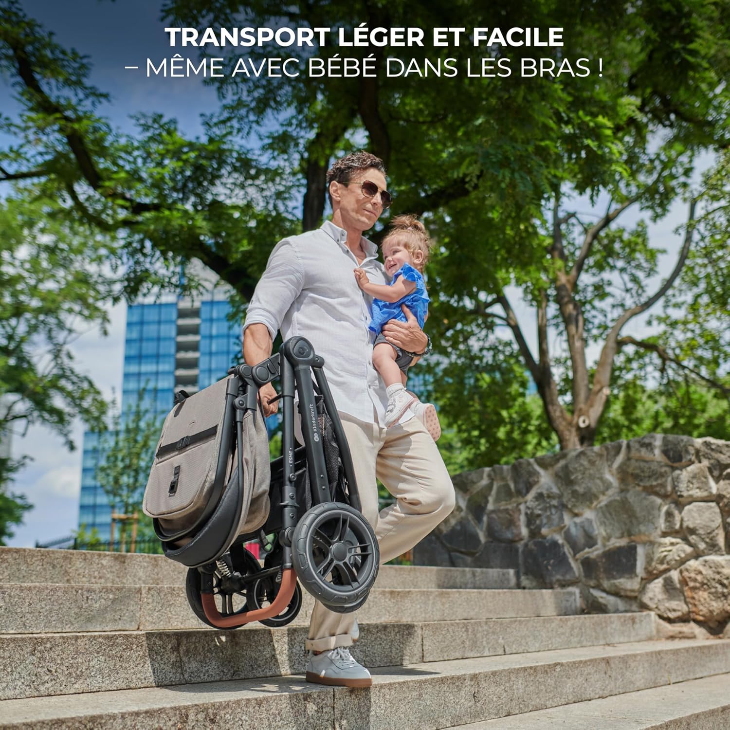 Poussette 3 en 1 ESME travel system siège auto MINK PRO i-Size 40 à 75 cm pliable tout-terrain harnais 5 points beige