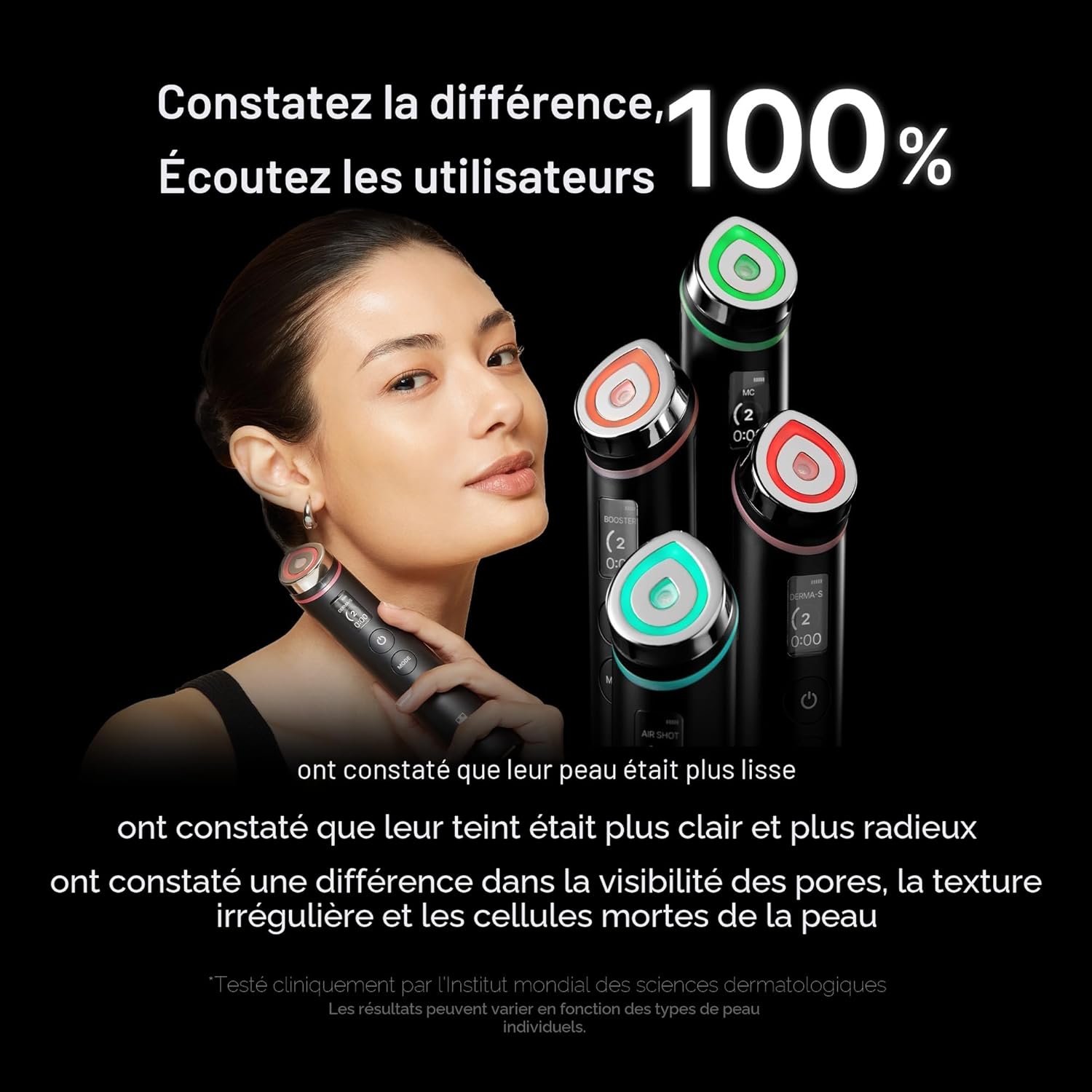 Appareil de soin du visage Age-R Booster Pro 6 en 1 massage beauté effet glass skin noir