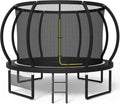 Trampoline extérieur diamètre 228-427cm avec filet sécurité couverture protection capacité charge 150kg enfants