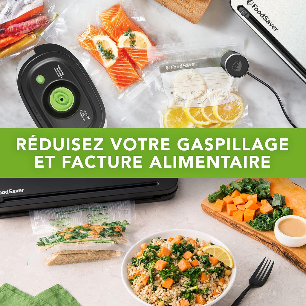 Machine sous vide FFS005X 140 W semi-automatique fonction pulse cutter intégré rangement rouleau sacs inclus noir