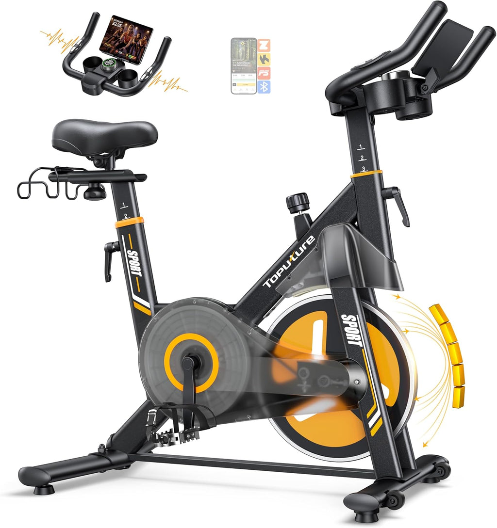 Vélo d’appartement TEB5 résistance magnétique électrique 32 niveaux écran tactile capteur cardiaque Bluetooth charge 150 kg