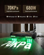 Aspirateur balai sans fil P20 680 W 70 KPa autonomie 70 min aspirateur laveur pliable HEPA brosse anti-enmêlement