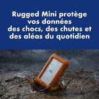 Disque dur externe portable Rugged Mini 2 To USB 3.0 2,5 pouces résistant chocs pression PC Mac iPad iPhone orange
