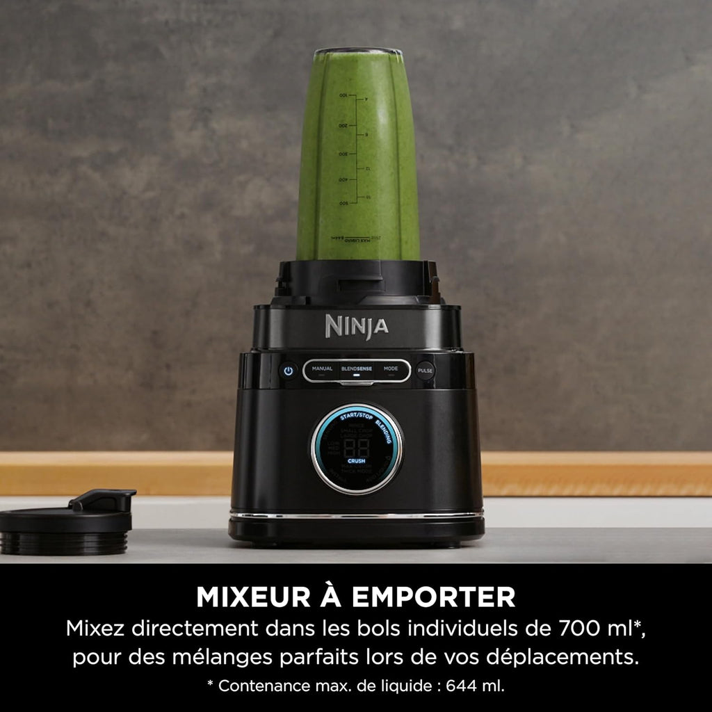 Blender processor 3 en 1 Detect Power 1200W bol mélange lame malaxeur gobelet individuel pétrir mixer hacher TB401EU