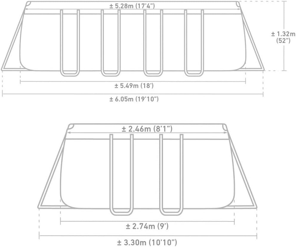 Piscine tubulaire rectangulaire Ultra XTR 5,49 x 2,74 x 1,32 m capacité 17 000 L en PVC avec pompe à filtre échelle et bâche incluses