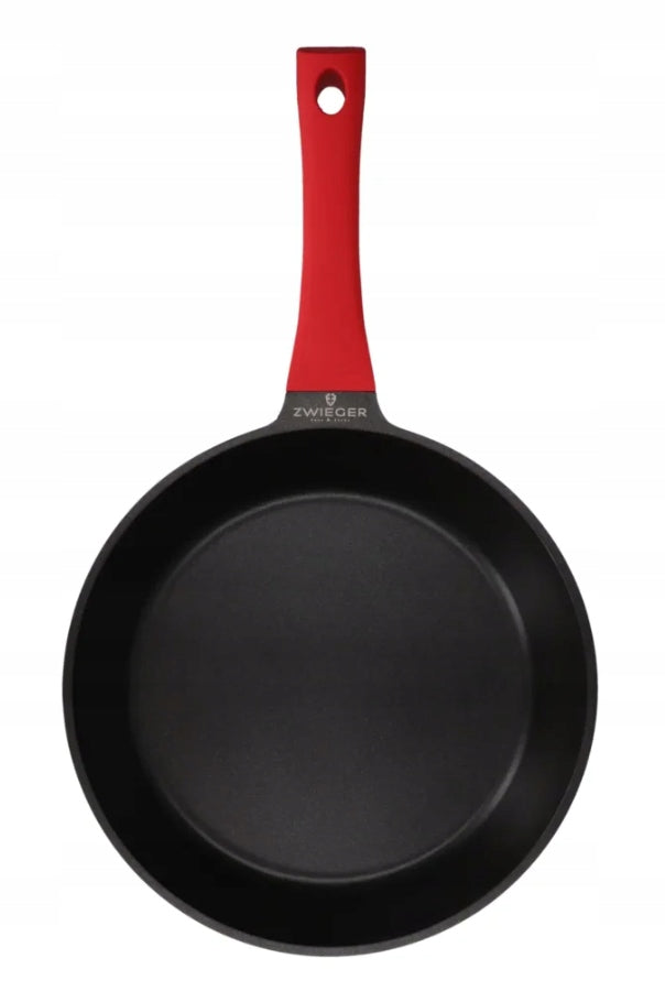 Zestaw Patelni Obsidian 3 Elementy 20 cm 24 cm 28 cm Powłoka Nieprzywierająca Greblon Pełna Indukcja Odlewane Aluminium
