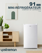 Petit réfrigérateur BR321 91 L avec congélateur 8,5 L thermostat réglable porte réversible blanc