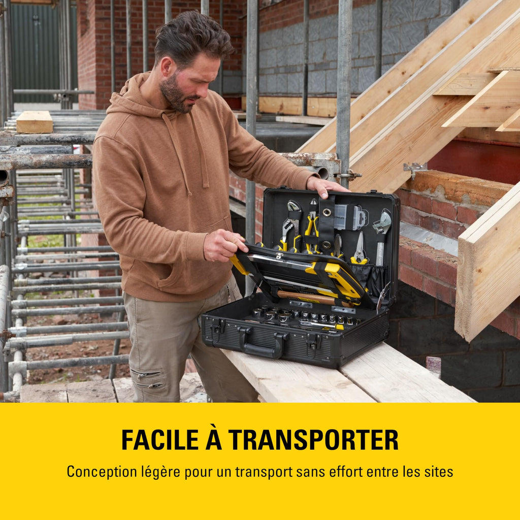 Valise à outils de maintenance STMT98109-1 142 pièces en aluminium avec tournevis pinces clés marteau et scie à métaux