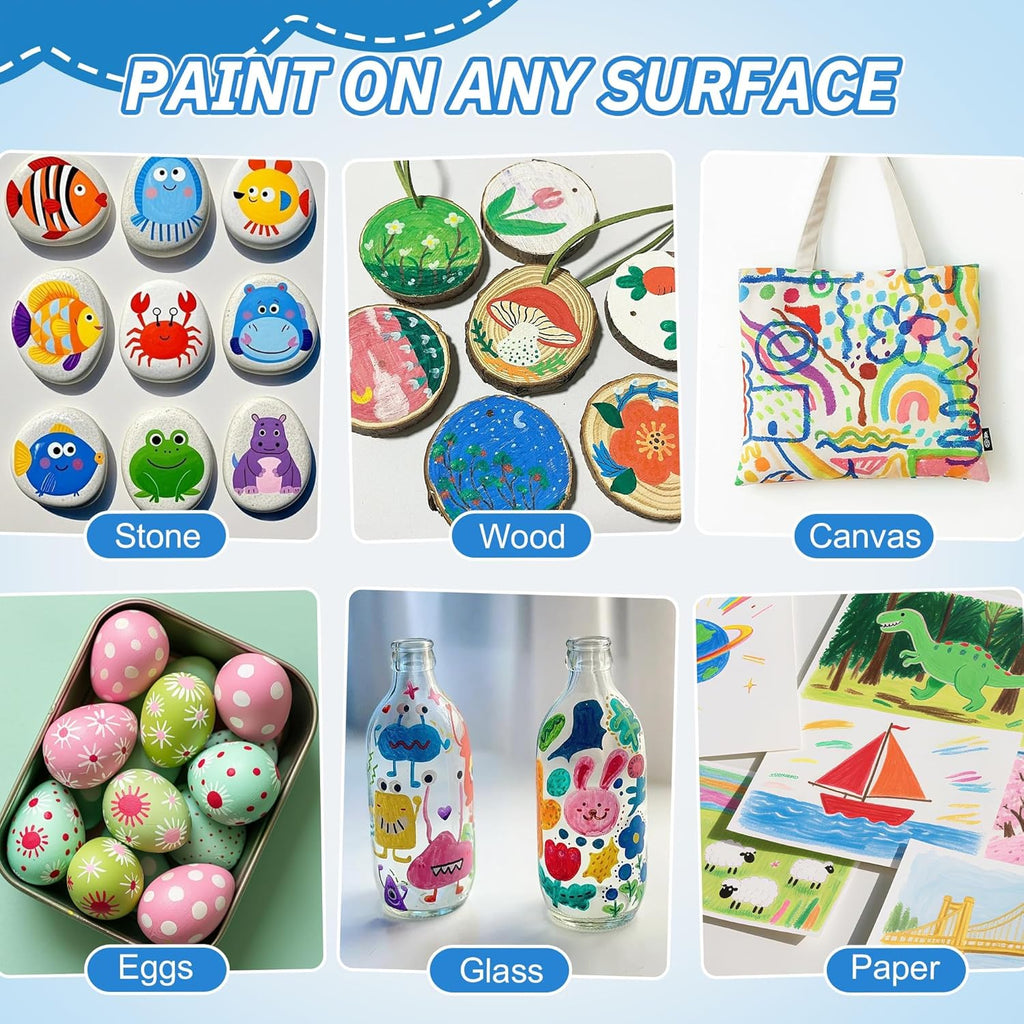 Feutres acryliques 360 couleurs pointe pinceau marqueurs multi-surfaces papier verre bois céramique textile plastique