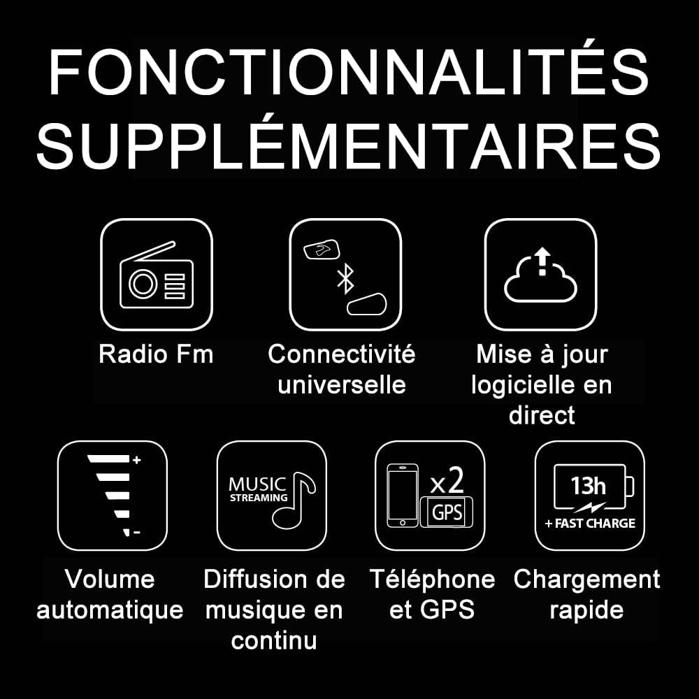 Intercom moto Freecom 2X Bluetooth 1 unité haut-parleurs 40 mm portée 800 m étanche radio FM noir