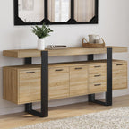 Buffet 180 cm Phoenix XXL en bois noir avec 4 portes 3 tiroirs et étagères de rangement