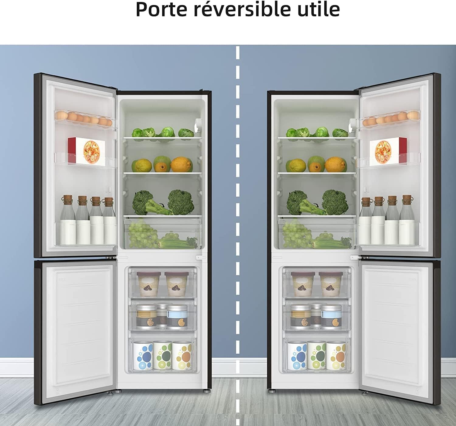 Réfrigérateur congélateur bas FBM157L42 157 L 109 + 48 L largeur 47,4 cm Low Frost 39 dB portes réversibles noir