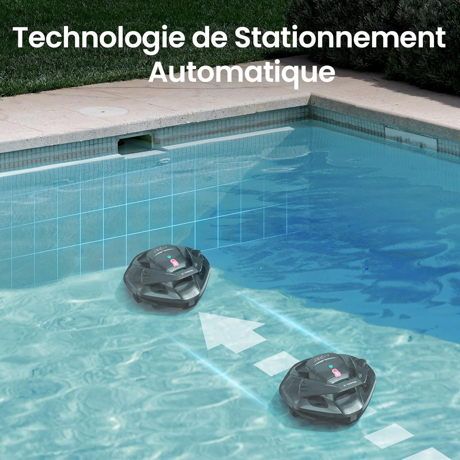 Robot piscine sans fil Seagull SE autonomie 90 min double moteur pour piscines jusqu’à 80 m² charge 2,5 h gris foncé