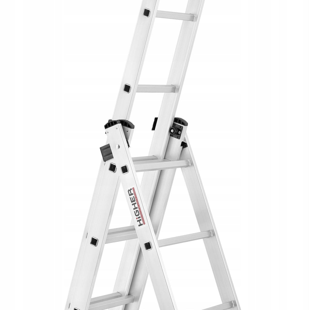 Drabina aluminiowa 3x11 uniwersalna 8,45m mocna konstrukcja, stabilny hak do zawieszania, lekka