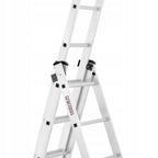Drabina aluminiowa 3x11 uniwersalna 8,45m mocna konstrukcja, stabilny hak do zawieszania, lekka
