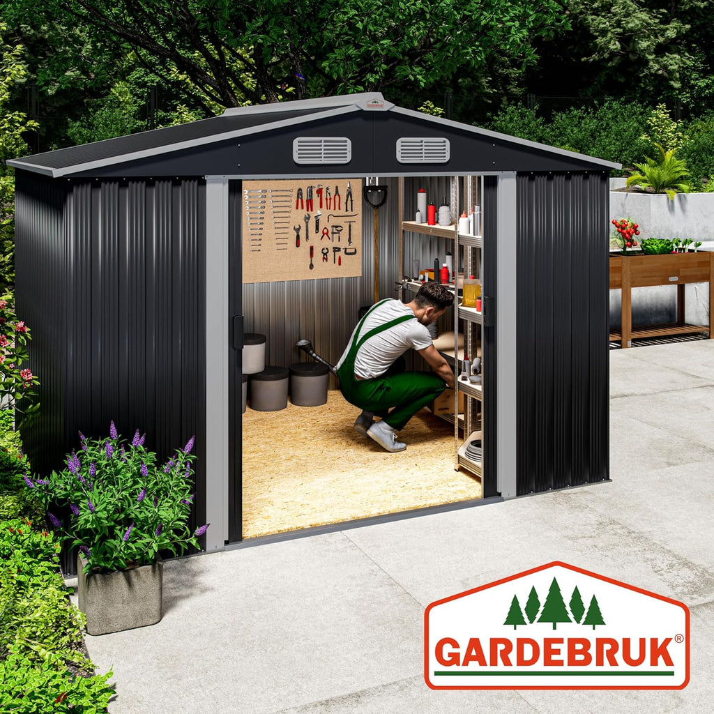 Abri de jardin métal XXL 5 m² Gardebruk 260 x 205 x 180 cm porte coulissante fondation incluse anthracite