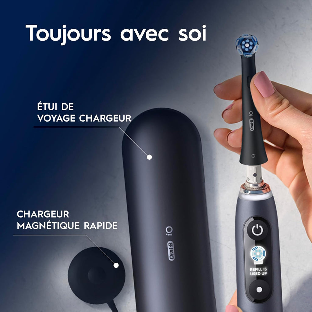 Brosse à dents électrique iO 9 7 modes capteur de pression écran couleur charge rapide avec étui